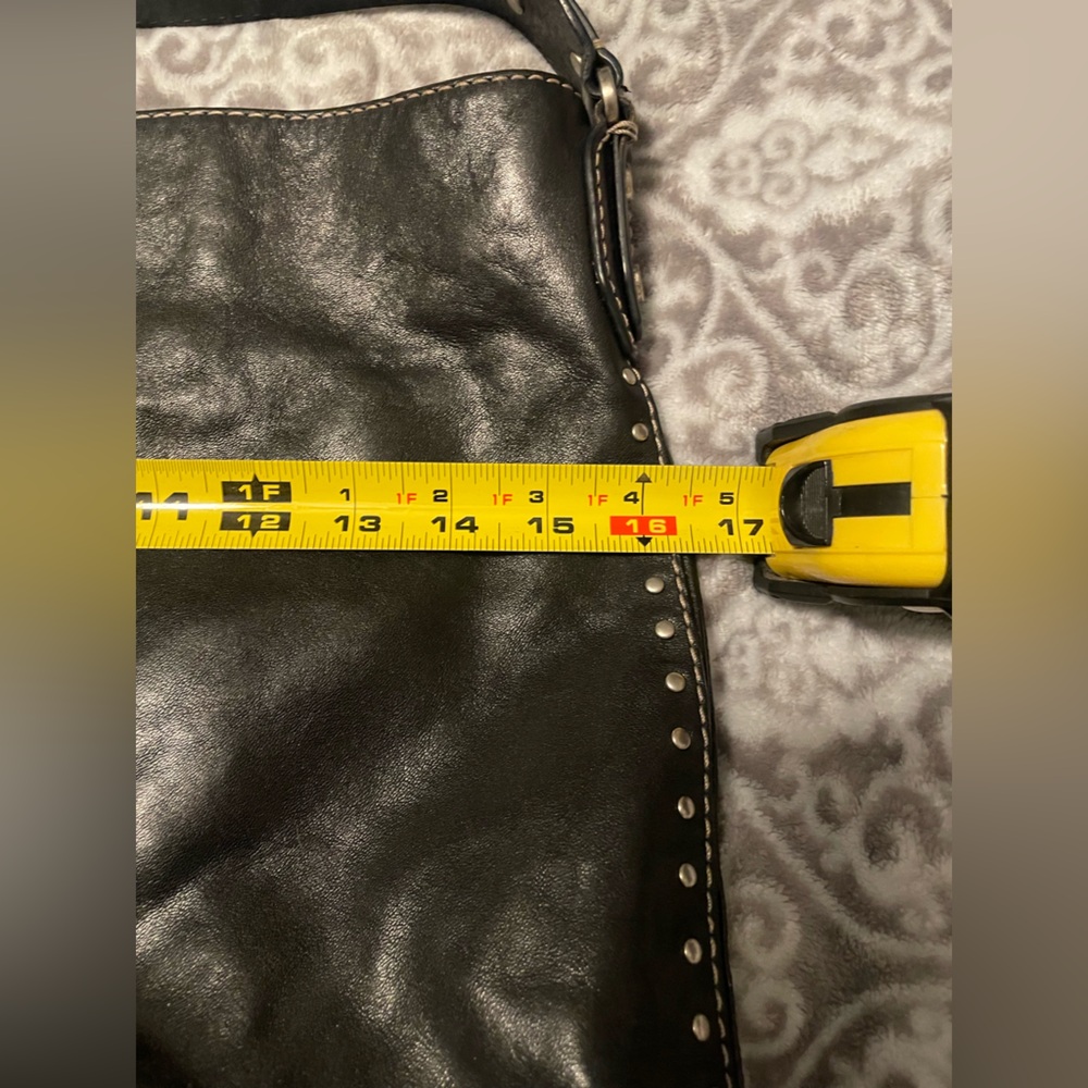 🔥 Michael Kors Astor Black Silver Studded Leather Hobo shoulder bag w/ Dustbag - Picture 12 of 13